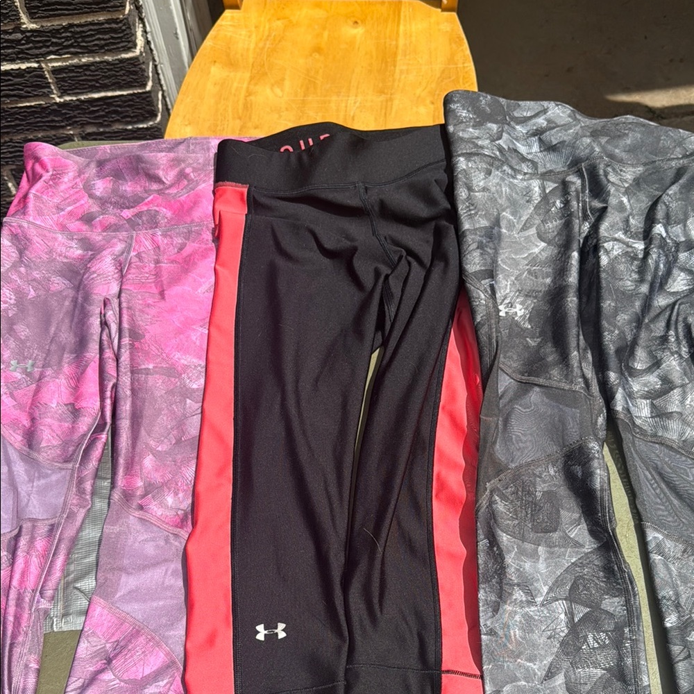 Under Armour Black and Pink Leggings Performance Bottoms